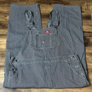 Dickies Navy and White Striped Overalls